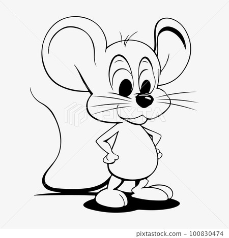 Mouse in linear style, black on a white background. Mouse in linear style, black on a white background. 100830474
