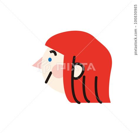 微笑的紅發藍眼睛白種人的側面輪廓 100830985