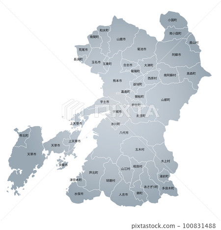 Kumamoto prefecture and municipalities map 100831488