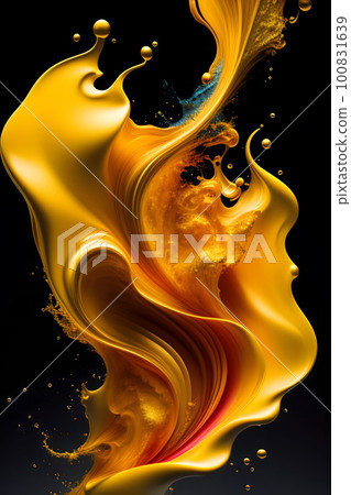 golden fluid abstract background texture 100831639