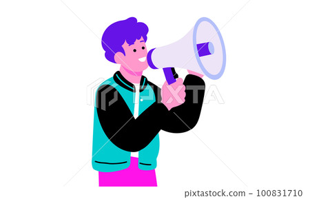 Illustration of a man with a megaphone 100831710