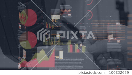 Statistical data processing against close up of person making payment using credit card 100832629