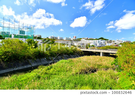 Takayasu Bridge / Downstream from Nibagawa / Looking towards Taihei Bridge (Tomigusuku City, Okinawa Prefecture) [February 2023] 100832646