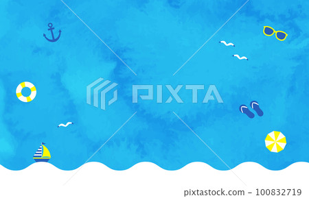 Blue sky and sea summer sale vector illustration background (watercolor) 100832719