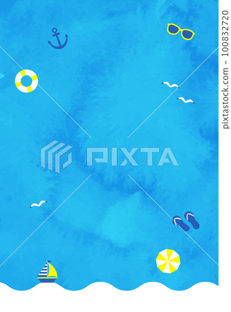 Blue sky and sea summer sale vector illustration background (watercolor) 100832720