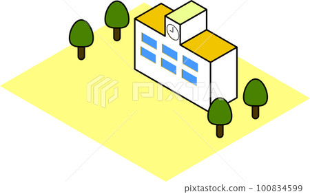 樹木環繞的等距學校 100834599