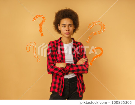 Thoughtful serious woman having doubts about something 100835305