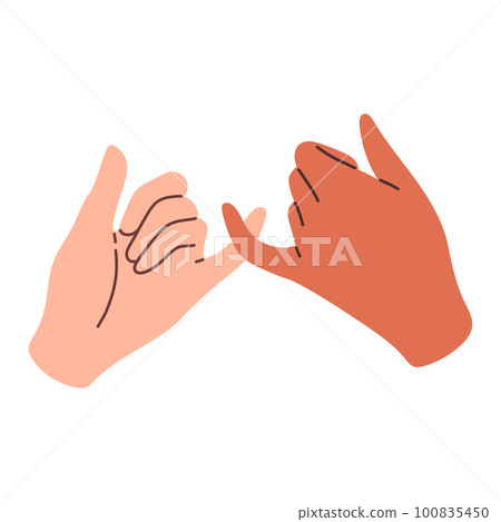 Reconciliation concept. Cupid couple reconciles, holding hands. Restore love. Abstract vector illustration flat design. 100835450