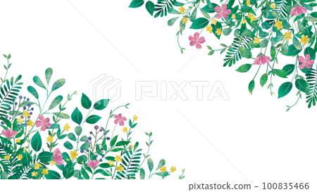 花和葉的水彩插圖/植物/花卉 100835466