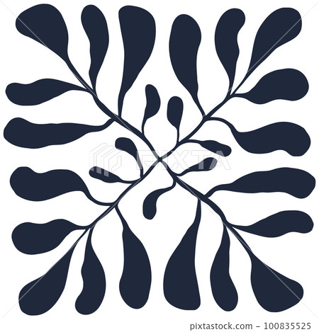 Matisse element. Abstract contemporary botanical minimalist plant. Vector modern leaves isolated on white 100835525