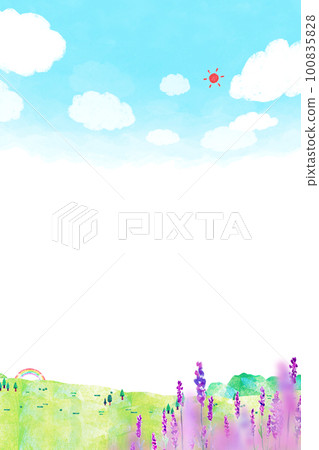 山上的薰衣草田背景素材 山上的薰衣草田背景素材 100835828