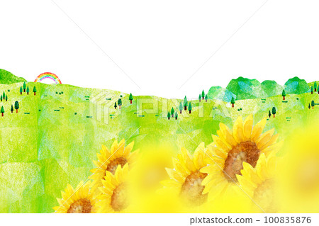 Sunflower blooming hill background material 100835876
