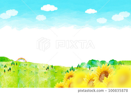 Sunflower blooming hill background material 100835878
