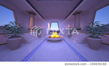 temple with aqueduct 100836166