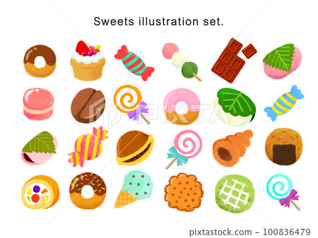 Illustration set of cute sweets 100836479