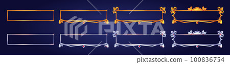 Cartoon set of medieval frames for game ui design 100836754