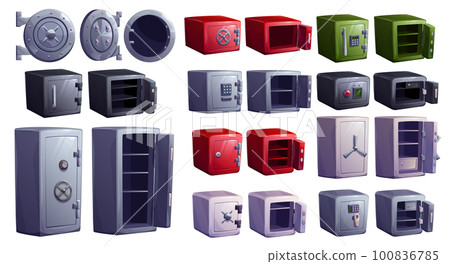 Vector safe box close door, deposit steel vault 100836785