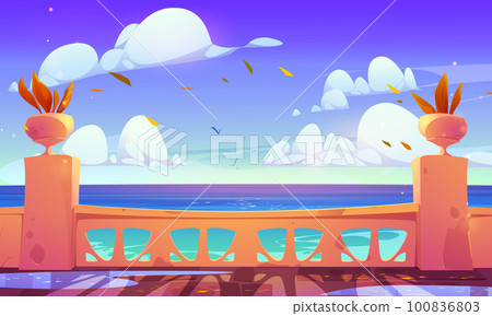 Hotel terrace empty view with sea and cloud in sky 100836803