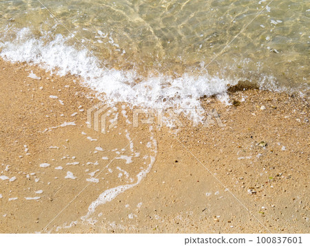 Beach on the sandy beach of the transparent sea. Beach on the sandy beach of the transparent sea. 100837601