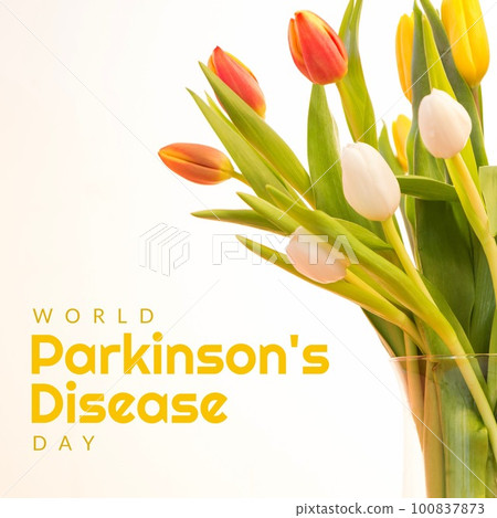 Image of world parkinson's day text over colourful flowers with copy space Image of world parkinson's day text over colourful flowers with copy space 100837873