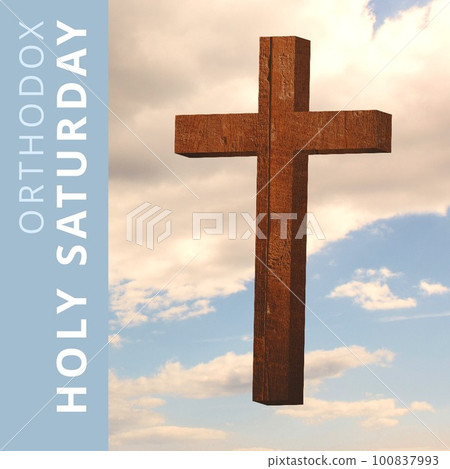 Composition of orthodox holy saturday text and christian cross Composition of orthodox holy saturday text and christian cross 100837993