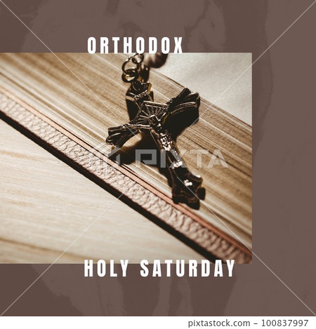 Composition of orthodox holy saturday text and cross Composition of orthodox holy saturday text and cross 100837997