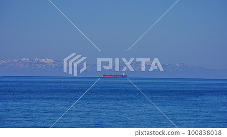 Ship floating in the sea Ship floating in the sea 100838018