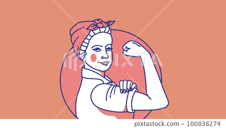 Image of strong woman, on pink background 100838274