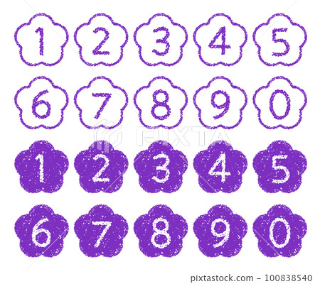 Hand-drawn crayon material Flower-shaped number icon set Hand-drawn crayon material Flower-shaped number icon set 100838540