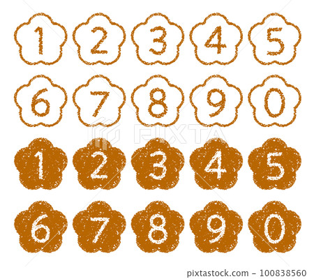 Hand-drawn crayon material Flower-shaped number icon set Hand-drawn crayon material Flower-shaped number icon set 100838560