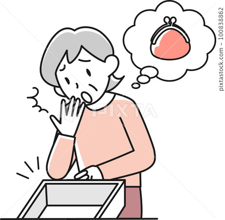 高級女士驚訝於她的錢包不見了 100838862