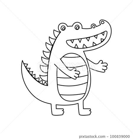 Crocodile doodle Coloring book with vector illustration for kids 100839000