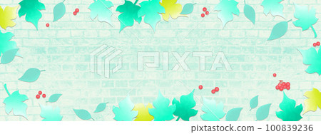 Leaf and brick background illustration, seasonal image Leaf and brick background illustration, seasonal image 100839236