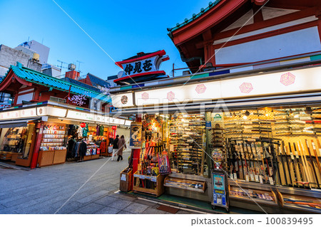 Asakusa, Taito-ku, Tokyo Nakamise shopping street in the evening 100839495