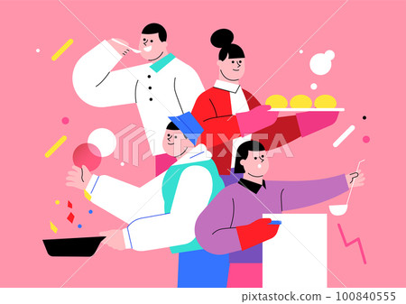 group of people cooking together group of people cooking together 100840555
