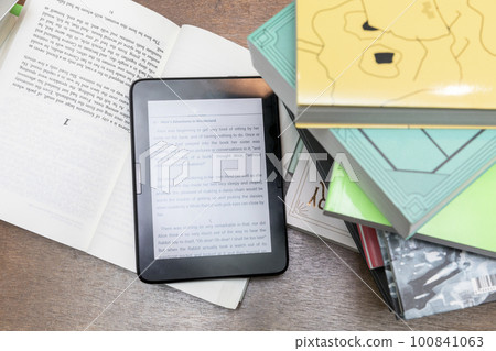 stacked books and ebook device stacked books and ebook device 100841063