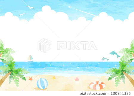 Seaside landscape illustration inspired by summer Seaside landscape illustration inspired by summer 100841385