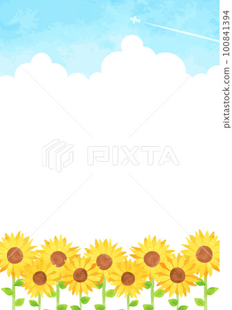 Landscape illustration of a simple and refreshing sunflower field 100841394