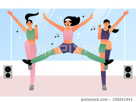 fun exercise and health hobbies, people doing aerobics 100841941