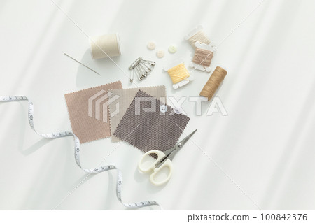 aesthetic photo of handmade, crafting hobbies, fabric sample and thread needle aesthetic photo of handmade, crafting hobbies, fabric sample and thread needle 100842376