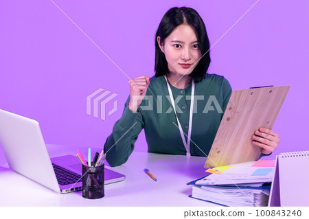 business working concept, young Korean Asian woman full of energy business working concept, young Korean Asian woman full of energy 100843240