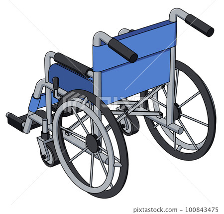 Illustration of a wheelchair seen diagonally from behind Illustration of a wheelchair seen diagonally from behind 100843475