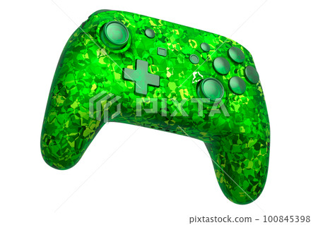 Realistic video game joystick with mosaic seamless pattern on white background 100845398