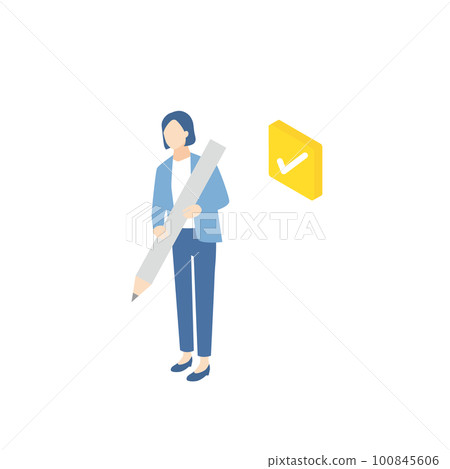 Business woman confirming and checking with a pencil 100845606