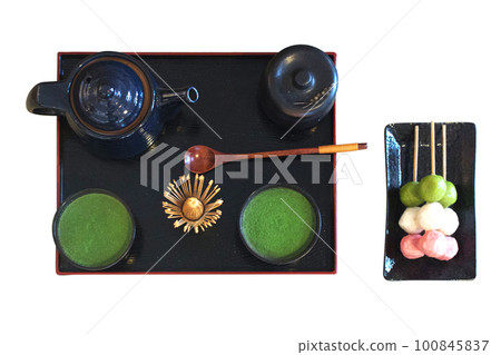 Top view of fake model kushi dango set, focus selective Top view of fake model kushi dango set, focus selective 100845837