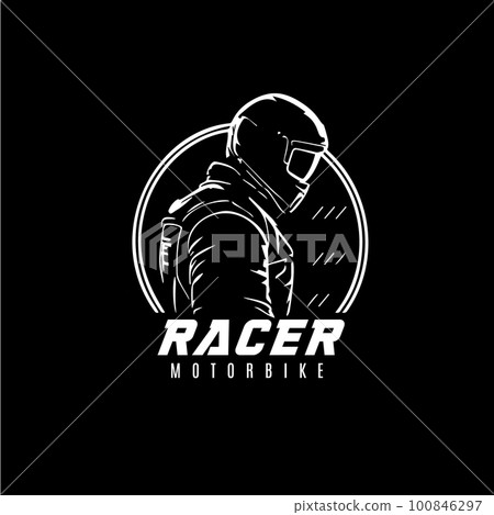 Motorbiker icon, motorcycle biker emblem, speed rider sign, motorcycling logo template. Vector illustration. Motorbiker icon, motorcycle biker emblem, speed rider sign, motorcycling logo template. Vector illustration. 100846297