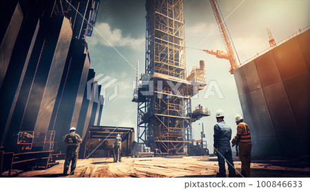 Oil and Gas Drilling Rig. Oil drilling rig operation on the oil platform in oil and gas industry. 100846633