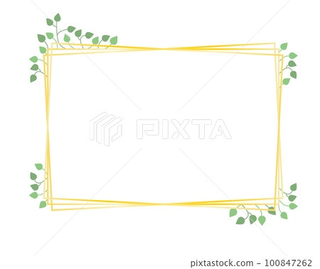Frame, golden rectangles and leaves, vector. 100847262