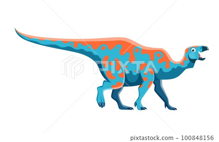 Cartoon Iguanodon dinosaur characters. Extinct... - Stock Illustration ...