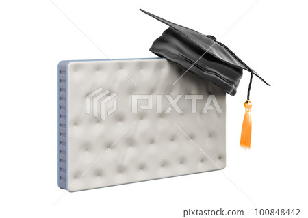 Mattress with education hat. 3D rendering 100848442